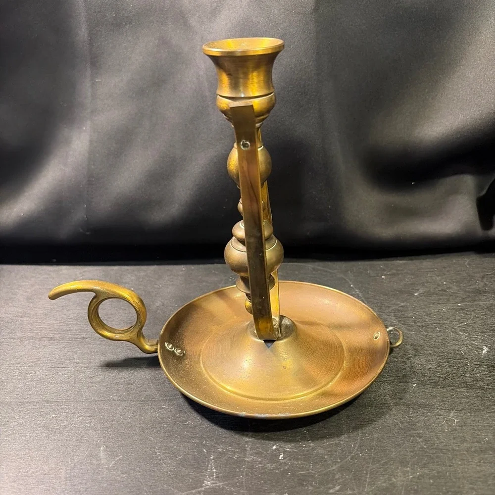 Vintage Brass Gimbal Ship Candlestick Holder Nautical Chamberstick 7.5 Inch